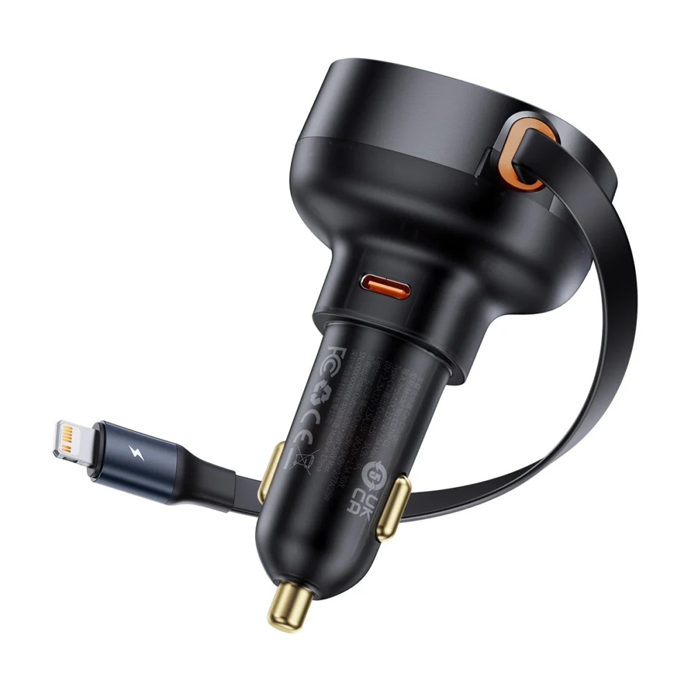 Baseus Enjoyment Pro USB-C (female) / Lightning (male) 60W car charger - blackeng