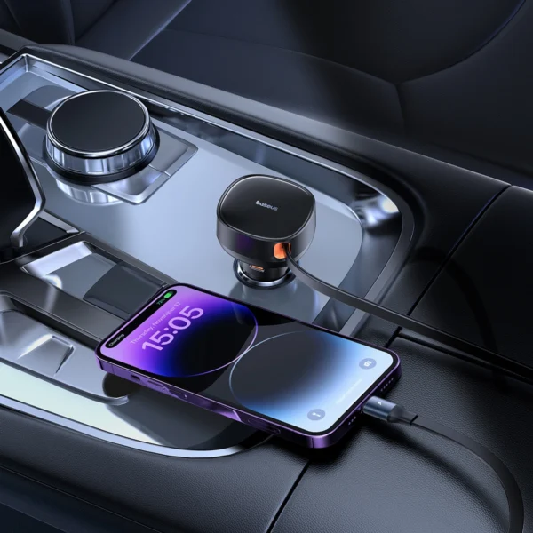 Baseus Enjoyment Pro USB-C (female) / Lightning (male) 60W car charger - blackeng