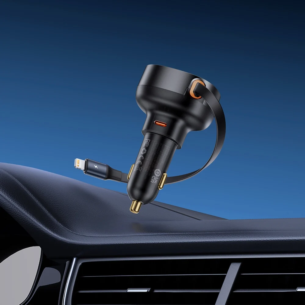 Baseus Enjoyment Pro USB-C (female) / Lightning (male) 60W car charger - blackeng