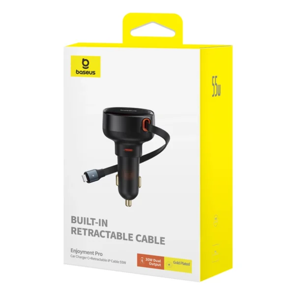 Baseus Enjoyment Pro USB-C (female) / Lightning (male) 60W car charger - blackeng