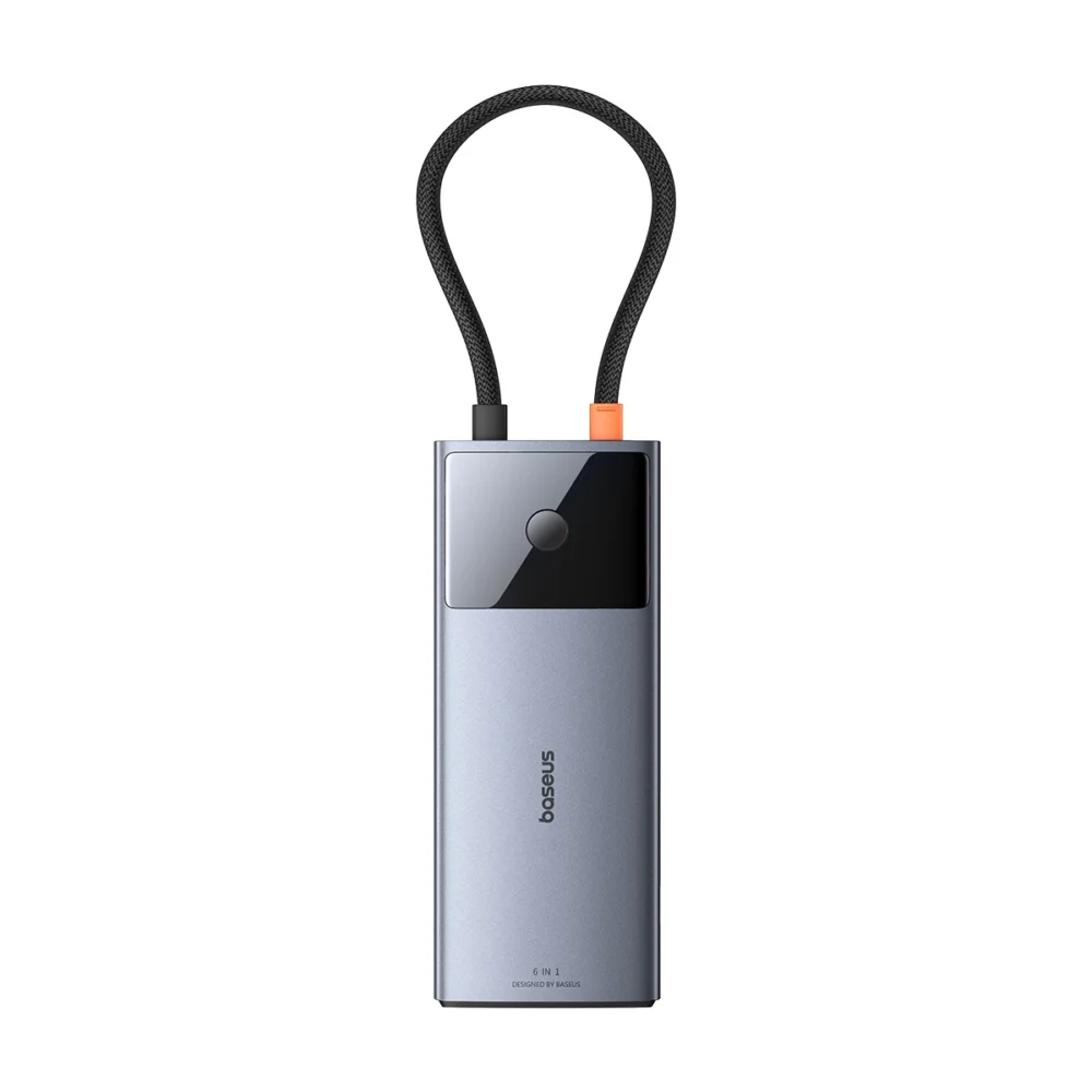 USB HUB 6in1 Baseus Metal Gleam Series II USB-A/USB-C/USB-C PD/HDMI/RJ45 - blackeng