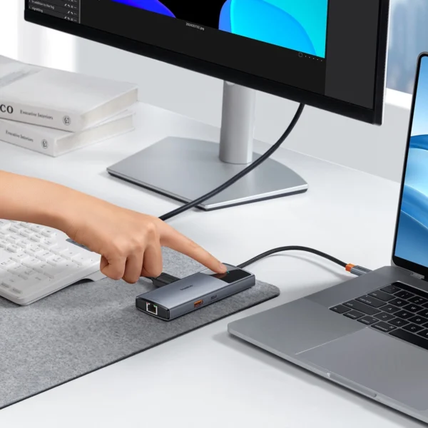 USB HUB 6in1 Baseus Metal Gleam Series II USB-A/USB-C/USB-C PD/HDMI/RJ45 - blackeng