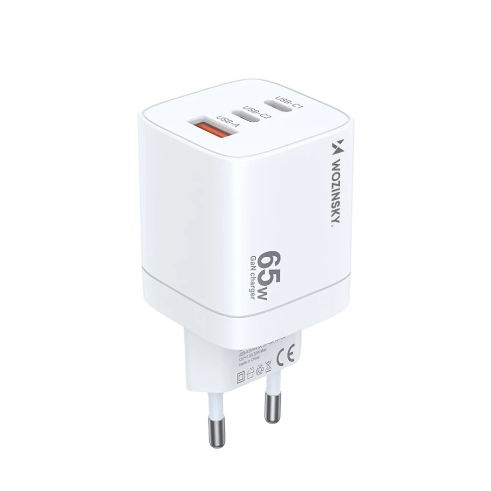 Wozinsky CGWCW 65W USB-A / 2 x USB-C GaN wall charger - whiteeng