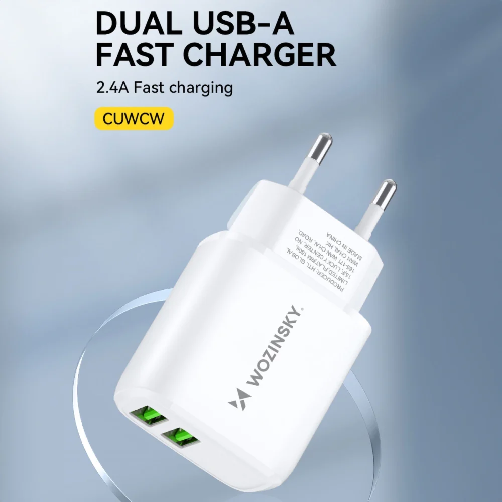Wozinsky CUWCW 2.4A 2 x USB-A wall charger - whiteeng