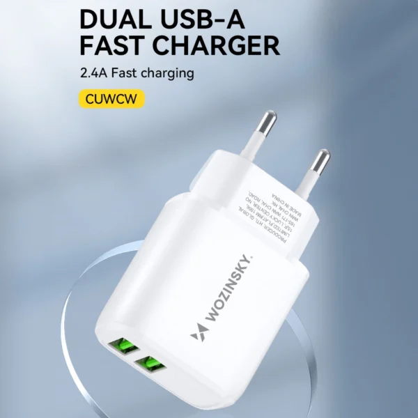 Wozinsky CUWCW 2.4A 2 x USB-A wall charger - whiteeng