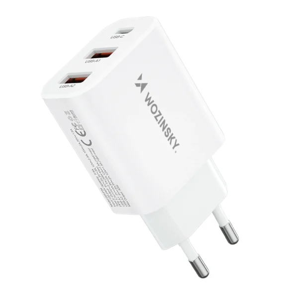 Wozinsky CWCUCW 30W USB-C / 2 x USB-A wall charger - whiteeng