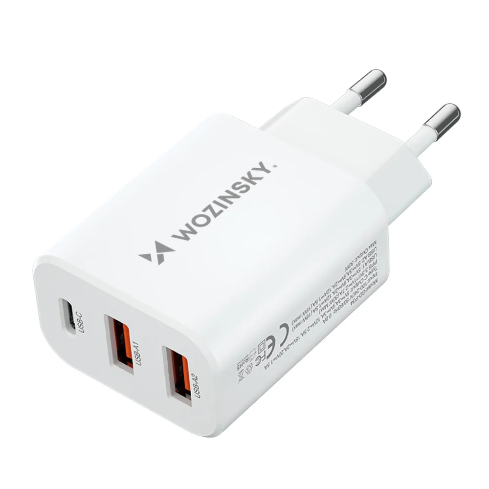 Wozinsky CWCUCW 30W USB-C / 2 x USB-A wall charger - whiteeng