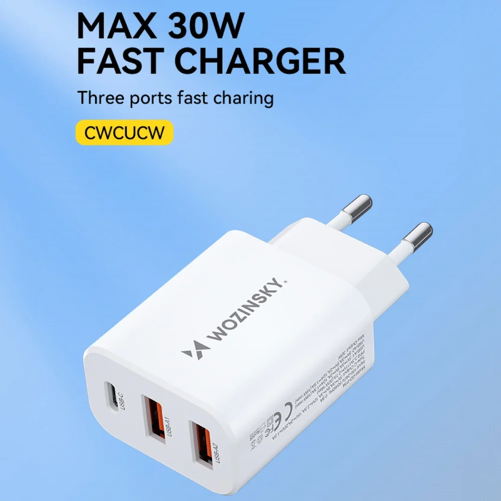 Wozinsky CWCUCW 30W USB-C / 2 x USB-A wall charger - whiteeng