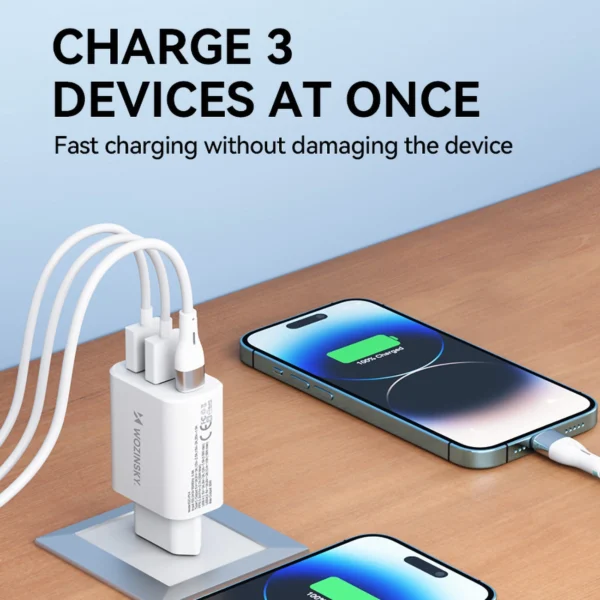 Wozinsky CWCUCW 30W USB-C / 2 x USB-A wall charger - whiteeng