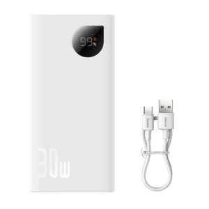 Baseus Adaman2 power bank with digital display 2x USB-A / 1x USB-C 10000mAh 30W - whiteeng