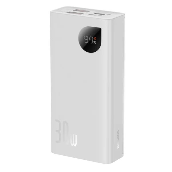 Baseus Adaman2 power bank with digital display 2x USB-A / 1x USB-C 10000mAh 30W - whiteeng