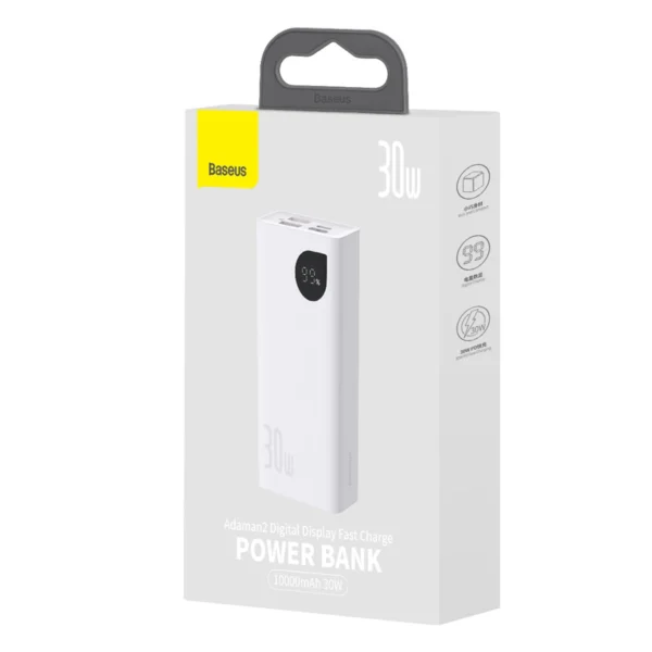 Baseus Adaman2 power bank with digital display 2x USB-A / 1x USB-C 10000mAh 30W - whiteeng