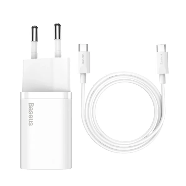 Baseus Si USB-C 25W 3A fast charger with USB-C / USB-C 1m cable - whiteeng