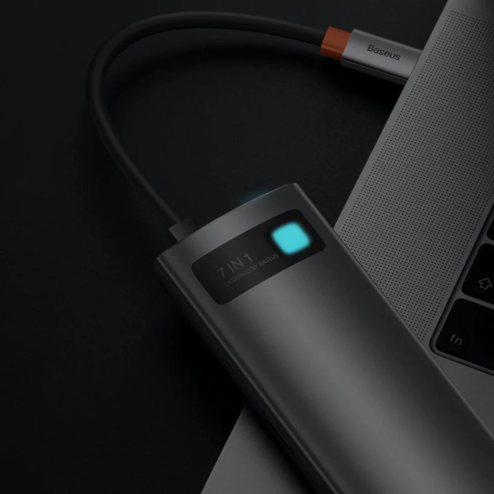 HUB 7in1 Baseus Metal Gleam Series USB-C to USB-C PD / 3x USB-A / HDMI / SD TF - grayeng