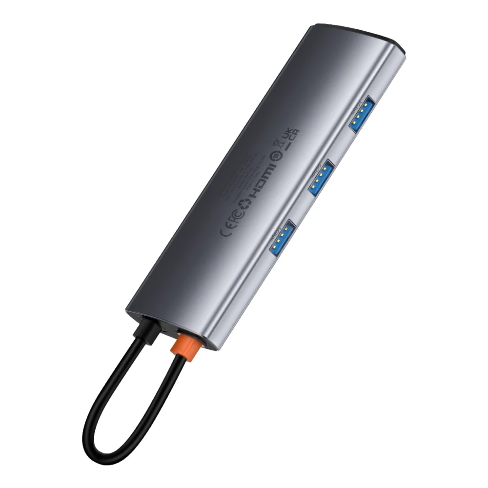 HUB 7in1 Baseus Metal Gleam Series USB-C to USB-C PD / 3x USB-A / HDMI / SD TF - grayeng
