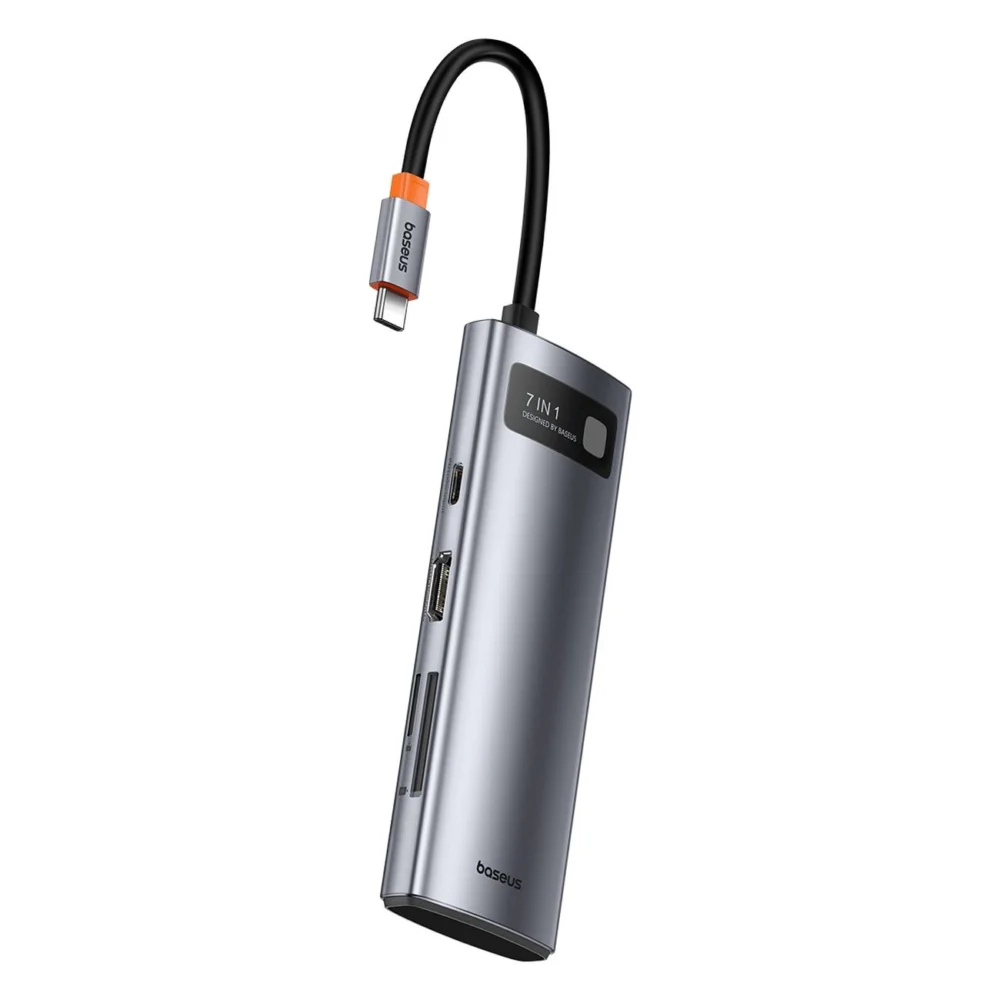HUB 7in1 Baseus Metal Gleam Series USB-C to USB-C PD / 3x USB-A / HDMI / SD TF - grayeng