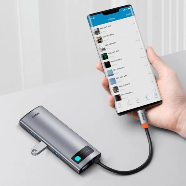 HUB 7in1 Baseus Metal Gleam Series USB-C to USB-C PD / 3x USB-A / HDMI / SD TF - grayeng