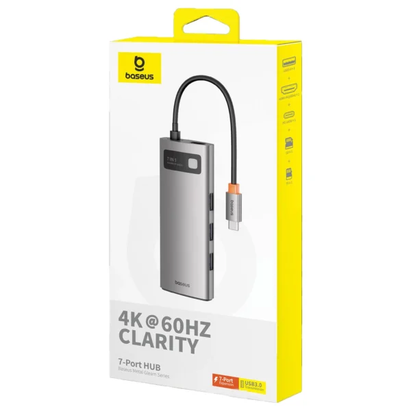 HUB 7in1 Baseus Metal Gleam Series USB-C to USB-C PD / 3x USB-A / HDMI / SD TF - grayeng