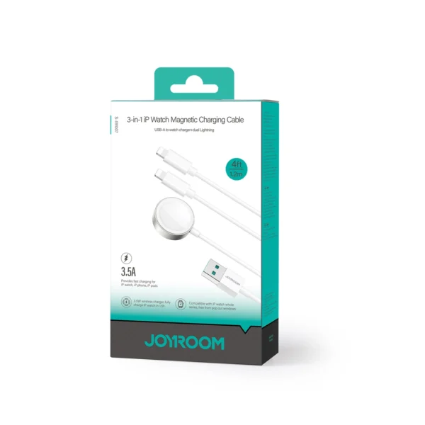 Joyroom S-IW007 3-in-1 cable USB-A magnetic charger - Lightning 1.2m - whiteeng