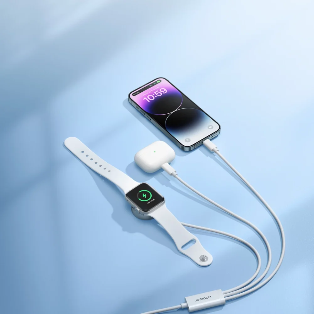 Joyroom S-IW007 3-in-1 cable USB-A magnetic charger - Lightning 1.2m - whiteeng