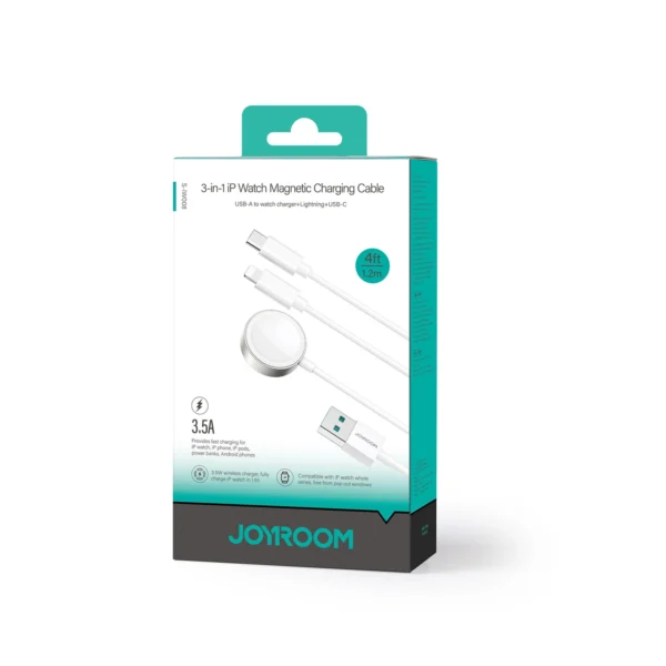 Joyroom S-IW008 3-in-1 cable magnetic charger USB-A - Lightning/USB-C 1.2m - whiteeng
