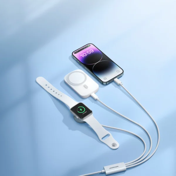 Joyroom S-IW008 3-in-1 cable magnetic charger USB-A - Lightning/USB-C 1.2m - whiteeng