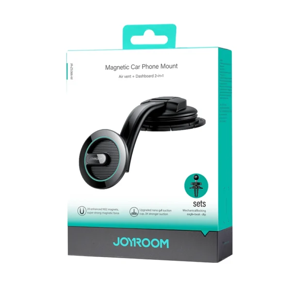 Joyroom magnetic car phone holder for cockpit, dashboard black (JR-ZS366)eng