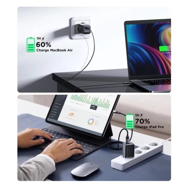 Joyroom JR-TCF07EU Speed ​​Series 30W USB-C PD/QC/AFC/FCP wall charger - blackeng