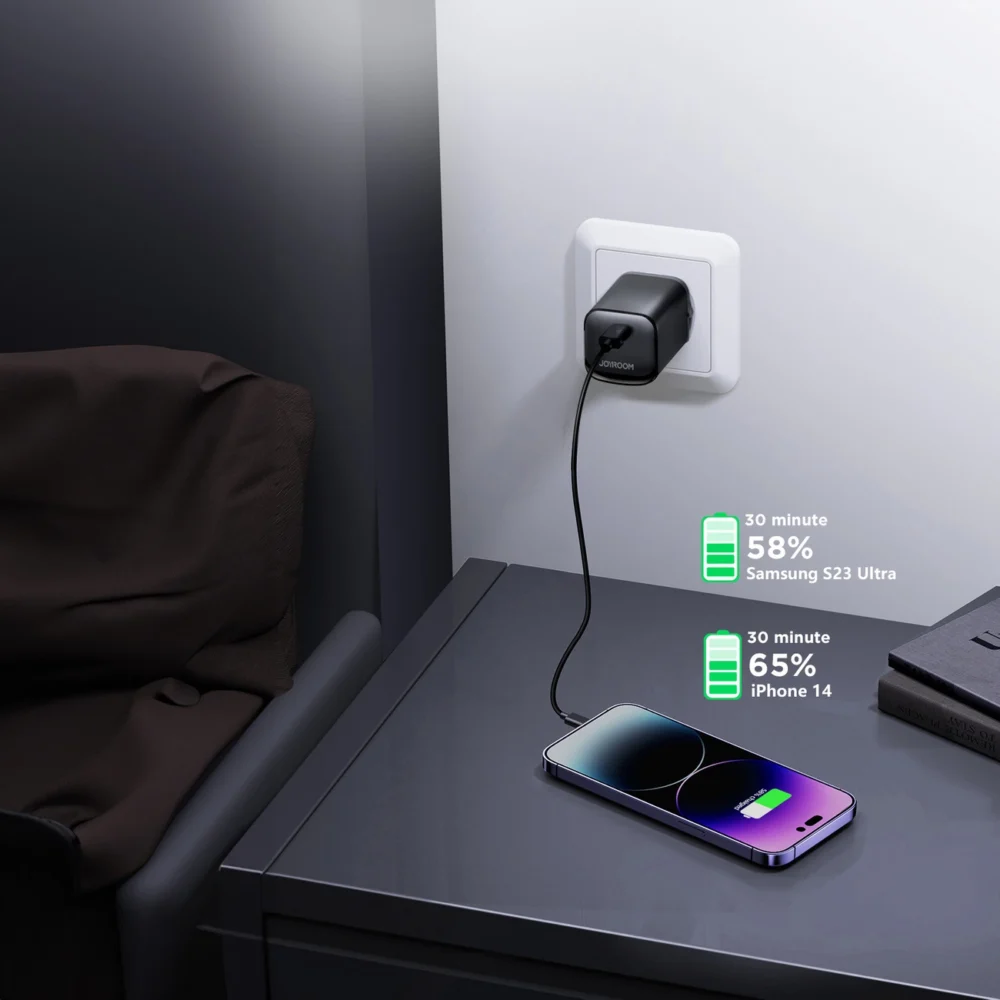 Joyroom JR-TCF07EU Speed ​​Series 30W USB-C PD/QC/AFC/FCP wall charger - blackeng