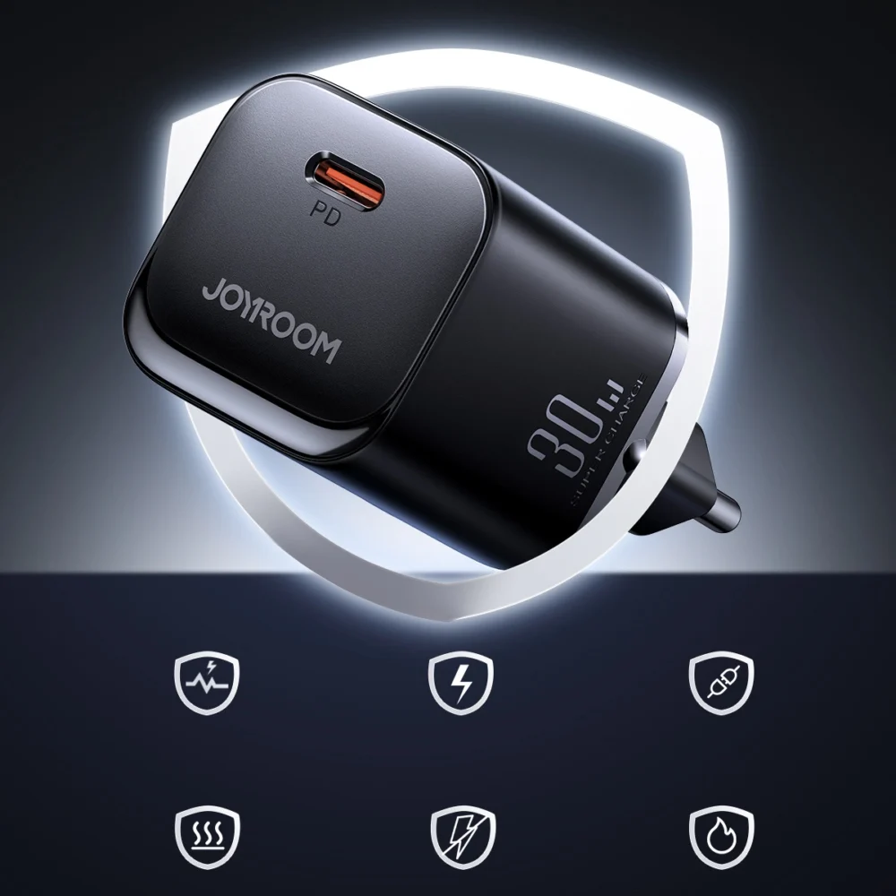 Joyroom JR-TCF07EU Speed ​​Series 30W USB-C PD/QC/AFC/FCP wall charger - blackeng
