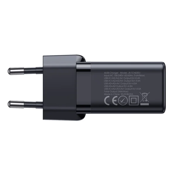 Joyroom JR-TCN03 4xUSB-A 24W 4.8A mains charger - blackeng