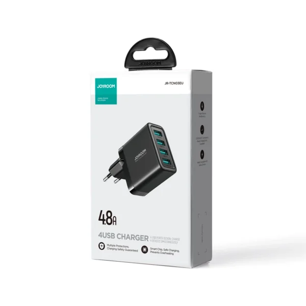 Joyroom JR-TCN03 4xUSB-A 24W 4.8A mains charger - blackeng