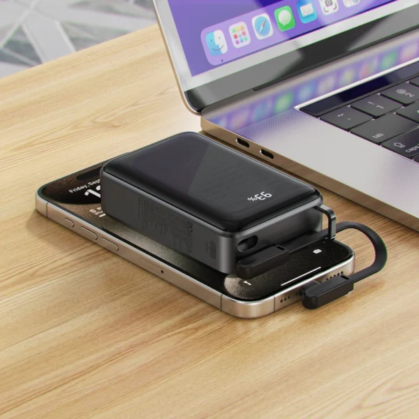 Acefast M4 PD 67W 20000mAh Powerbank with built-in cable - blackeng