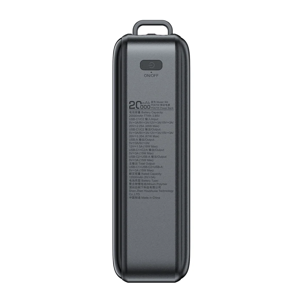 Acefast M4 PD 67W 20000mAh Powerbank with built-in cable - blackeng