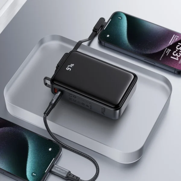 Acefast M4 PD 67W 20000mAh Powerbank with built-in cable - blackeng