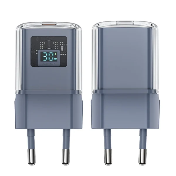 Acefast A53 PD 30W GaN USB-C charger with display - grayeng