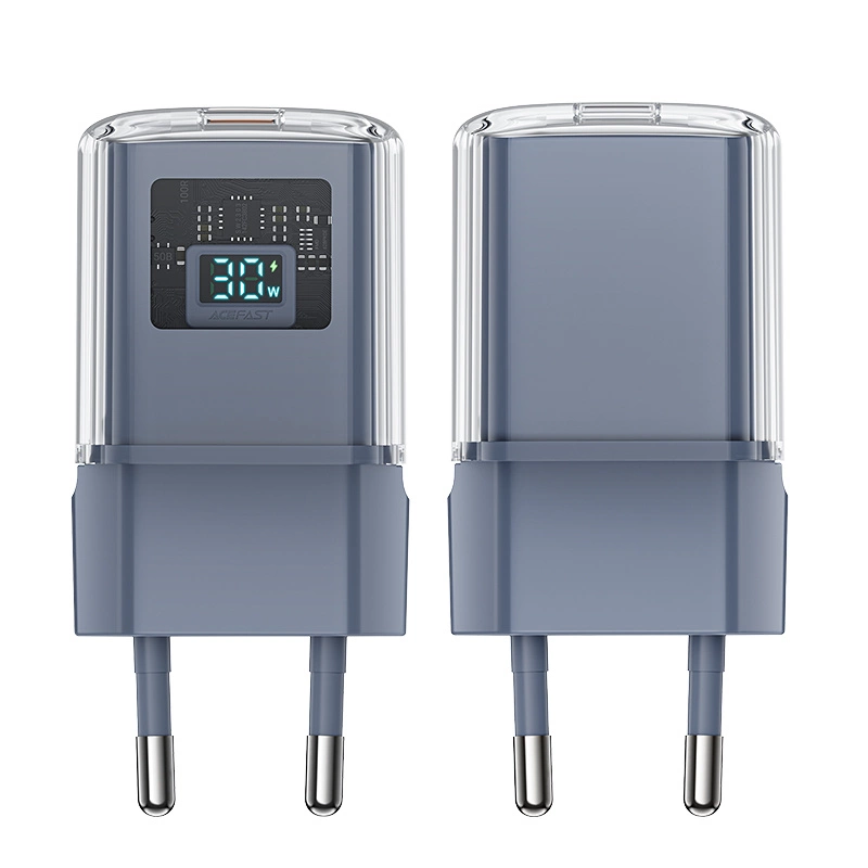 Acefast A53 PD 30W GaN USB-C charger with display - grayeng