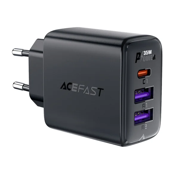 Acefast A57 PD 35W GaN charger 2 x USB-A + USB-C with 3 ports - blackeng