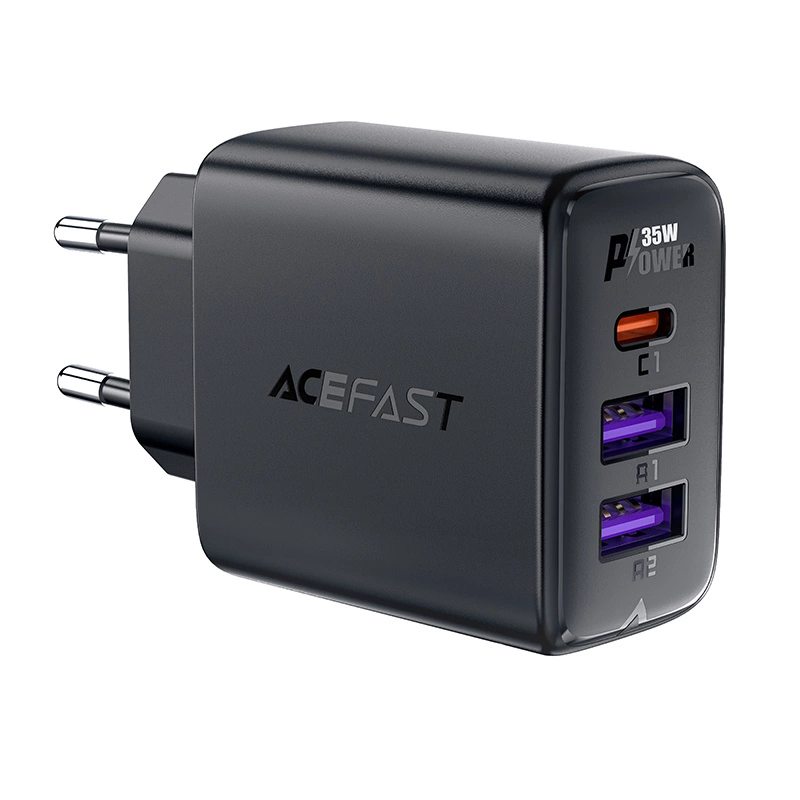 Acefast A57 PD 35W GaN charger 2 x USB-A + USB-C with 3 ports - blackeng