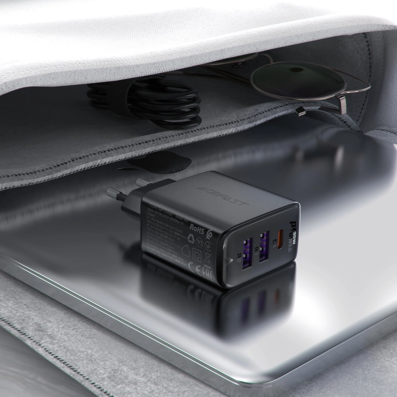 Acefast A57 PD 35W GaN charger 2 x USB-A + USB-C with 3 ports - blackeng