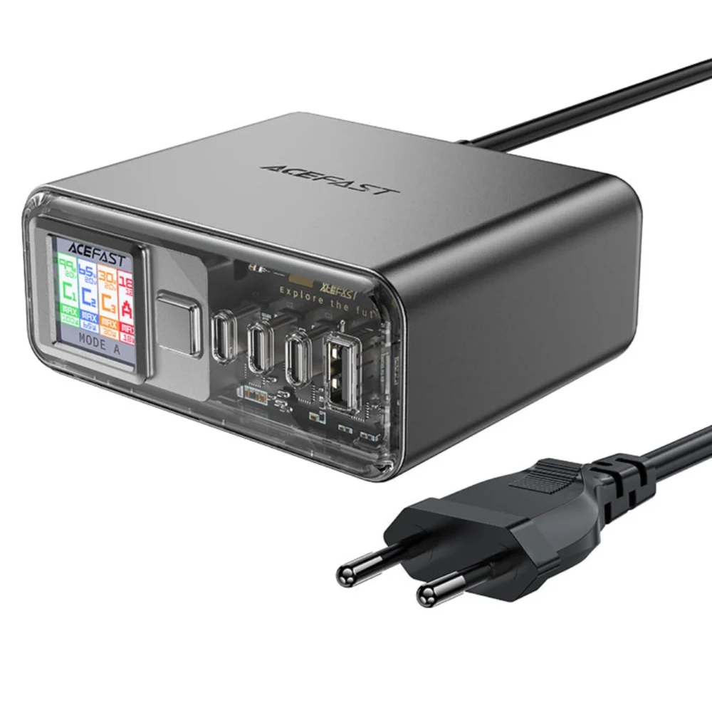Acefast Z4 PD 218W GaN 3 x USB-C + USB-A Multifunction Adapter with 4 Ports - Grayeng