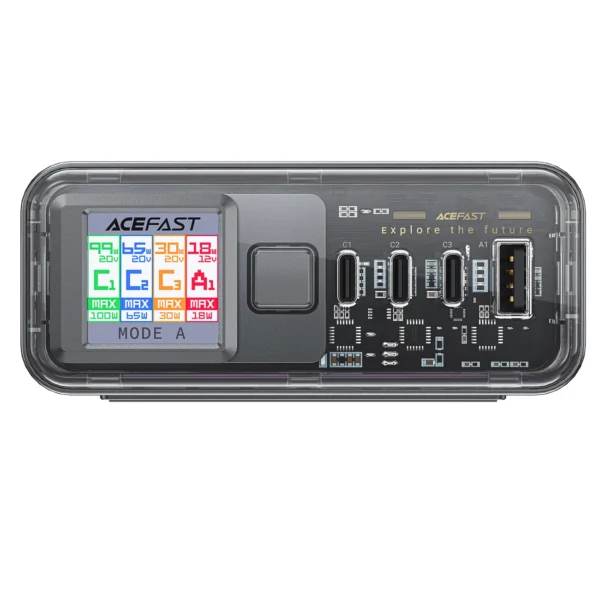 Acefast Z4 PD 218W GaN 3 x USB-C + USB-A Multifunction Adapter with 4 Ports - Grayeng