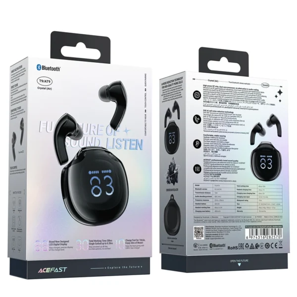 Acefast T9 Bluetooth 5.3 in-ear wireless headphones with display - blackeng