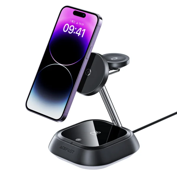 3in1 Acefast E16 15W inductive charging station for phone / headphones / watch - blackeng
