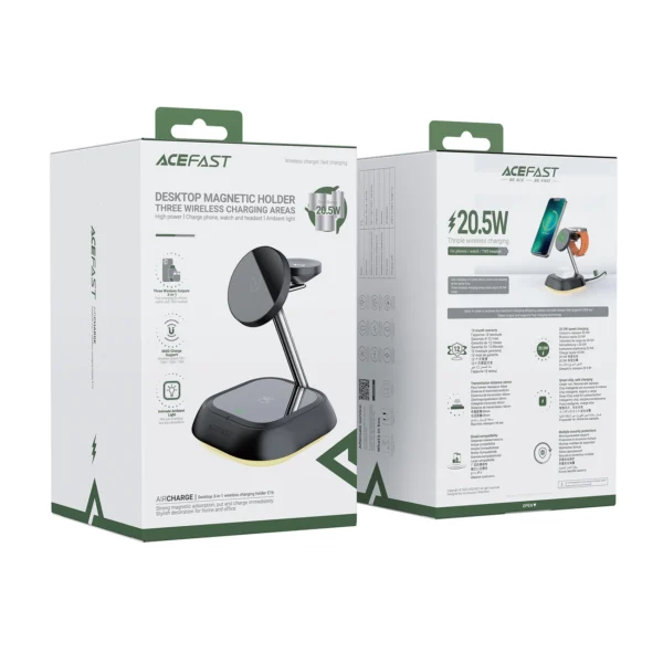 3in1 Acefast E16 15W inductive charging station for phone / headphones / watch - blackeng