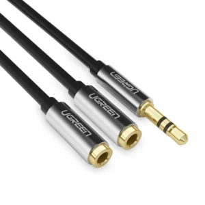 Ugreen AV123 headphone cable 3.5 mm minijack (male) - 2x 3.5 mm minijack (female) - blackeng