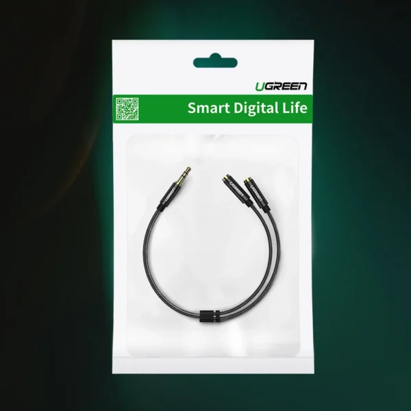 Ugreen AV123 headphone cable 3.5 mm minijack (male) - 2x 3.5 mm minijack (female) - blackeng