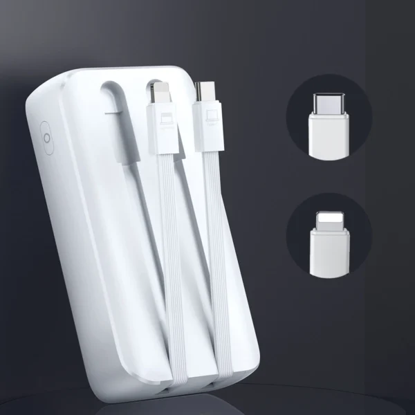 Mini power bank with built-in cables Joyroom JR-PBC06 30W 10000mAh - whiteeng