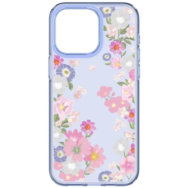 Spigen Liquid Crystal iPhone 15 Pro Case - Pink and Blue Flowerseng