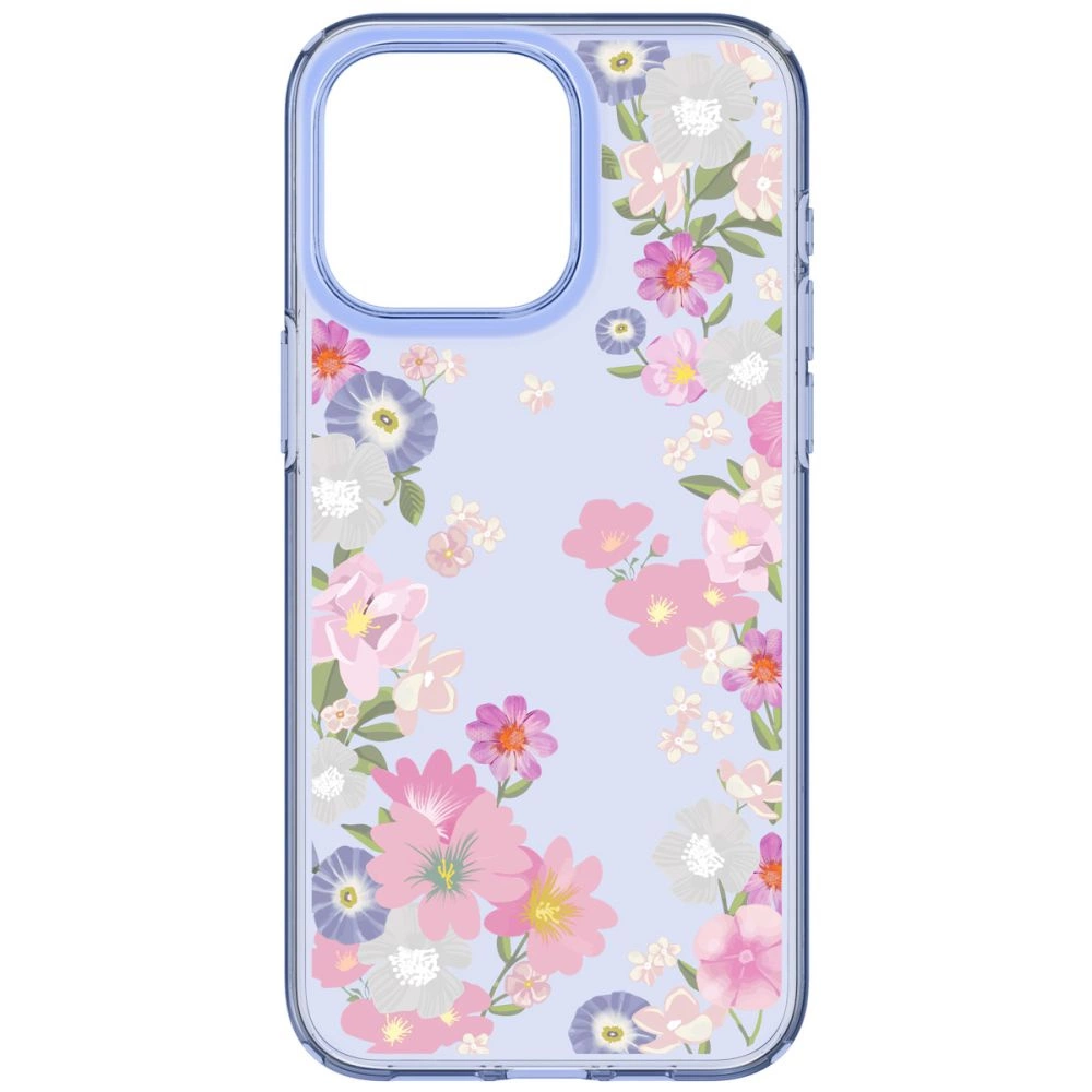 Spigen Liquid Crystal iPhone 15 Pro Case - Pink and Blue Flowerseng